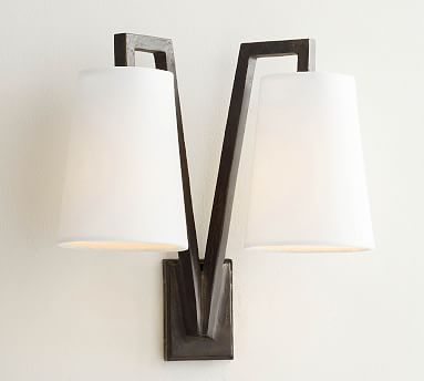 Carson Forged-Iron Double Sconce | Pottery Barn (US)