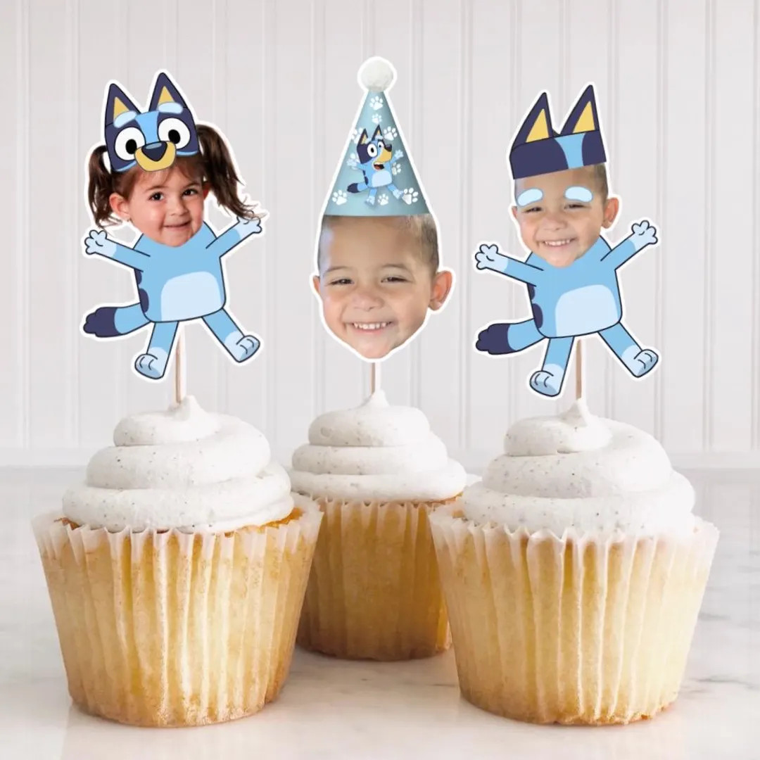 Blue Dogcustom Face Cupcake Topper| Bluey Birthday Decorations - Etsy | Etsy (US)