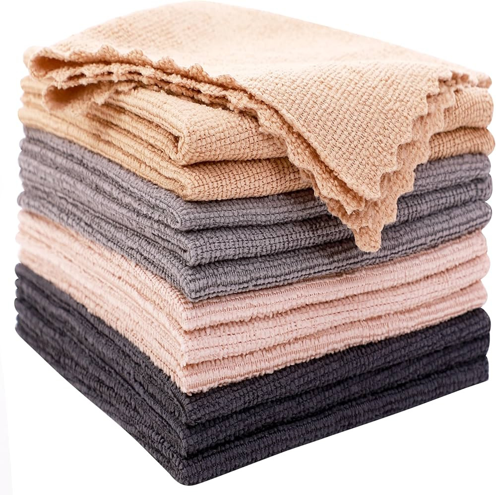 MOONQUEEN 12 Pack Microfiber Cleaning Cloth - Reusable Cleaning Rag, Fast Drying Cleaning Towels,... | Amazon (US)