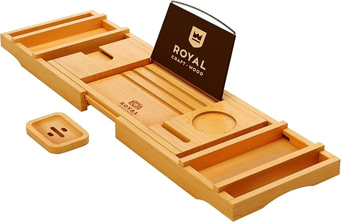 ROYAL CRAFT WOOD Luxury Bathtub Caddy Tray, 1 or 2 Person Bath and Bed Tray, Bath Tub Table Caddy... | Amazon (US)