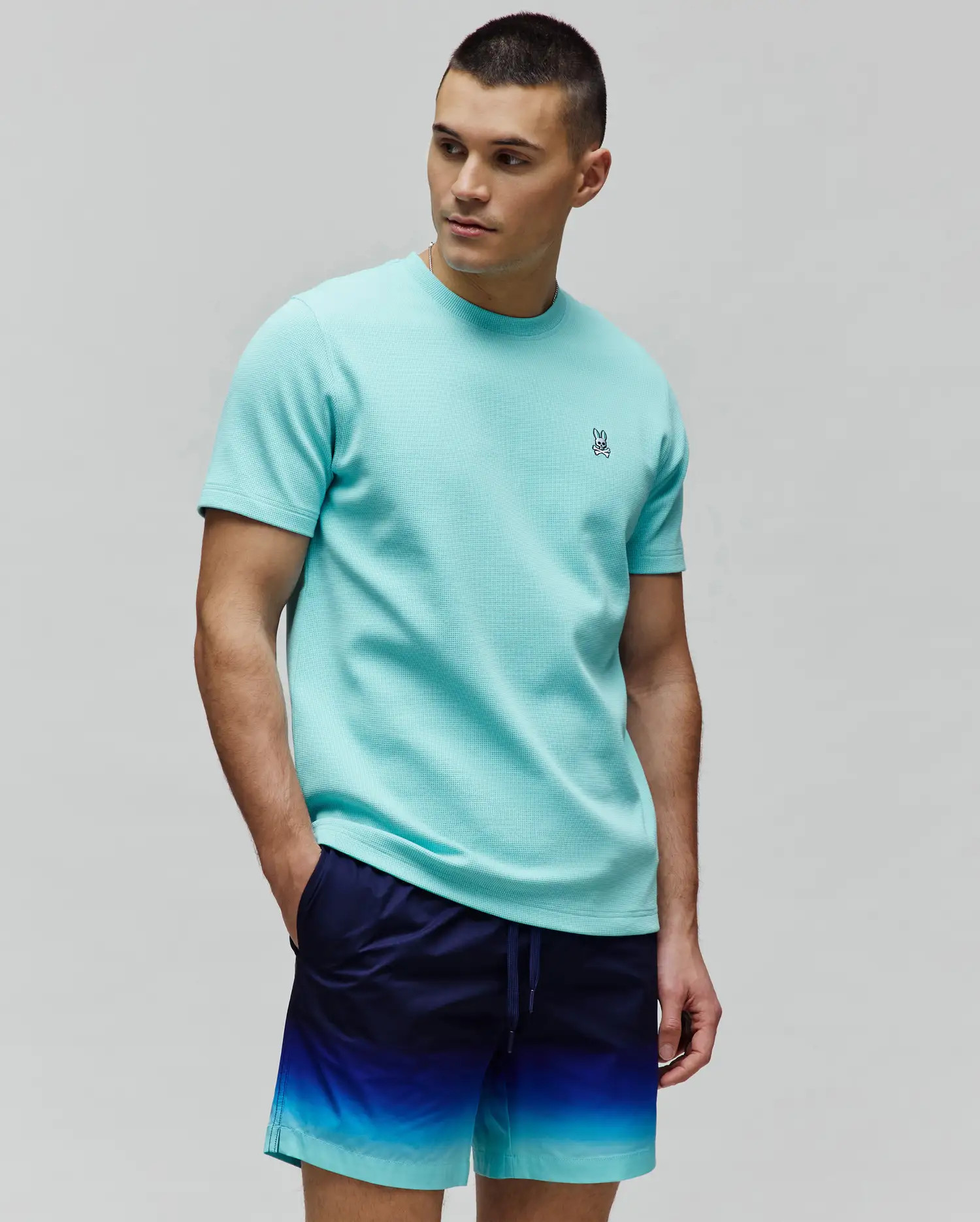 Men's Maxton Waffle Tee in Aqua | Psycho Bunny | Psycho Bunny (US)