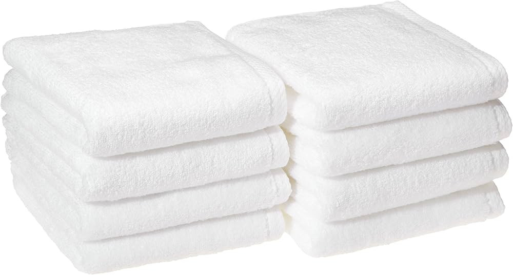 Amazon Basics Quick-Dry Hand Towels - 100% Cotton, 8-Pack, White | Amazon (US)