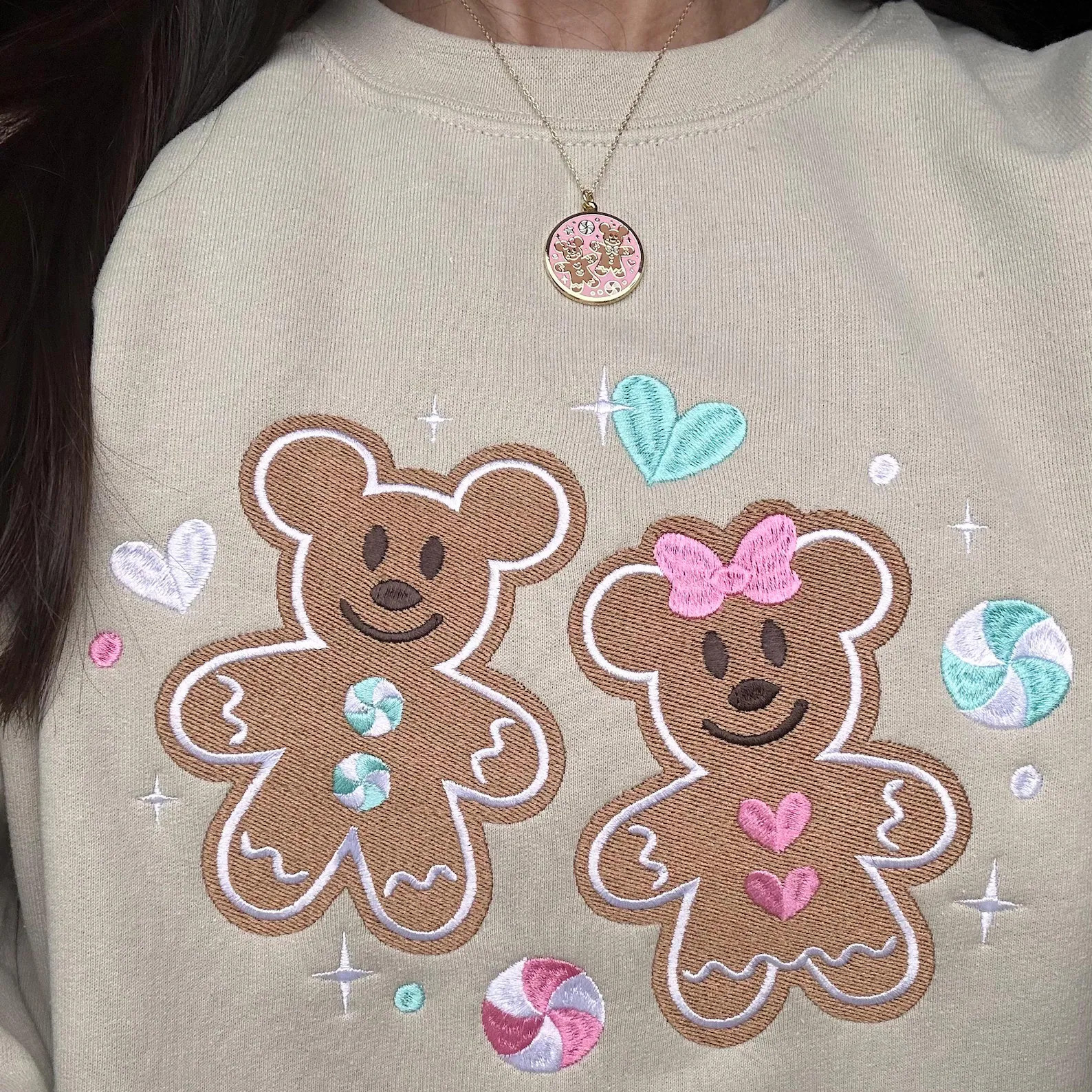 Mickey and Minnie gingerbread necklace | Etsy (Global)