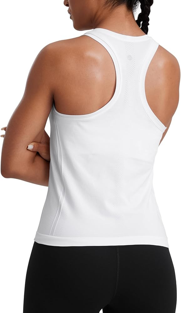 CRZ YOGA Womens Seamless Racerback Tank Scoop Neck Breathable Running Workout Tops Athletic Gym S... | Amazon (US)