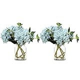 VECELO Hydrangea Silk Artificial Faux Flowers Bouquet Home Office Wedding Decor,Gift,Party,Festival  | Amazon (US)