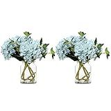 VECELO Hydrangea Silk Artificial Faux Flowers Bouquet Home Office Wedding Decor,Gift,Party,Festival  | Amazon (US)