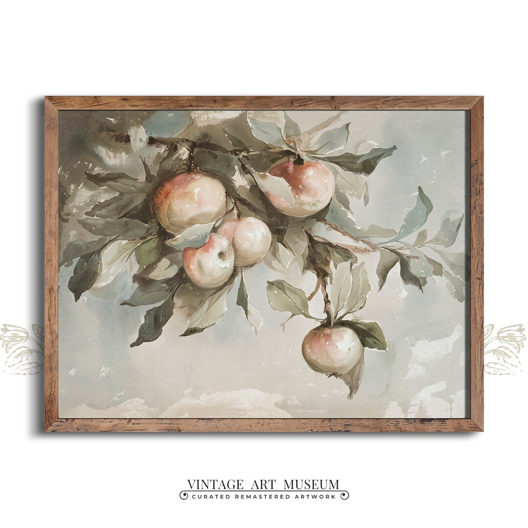 Apple Tree Vintage Print Farmhouse Kitchen Decor Watercolor - Etsy | Etsy (US)