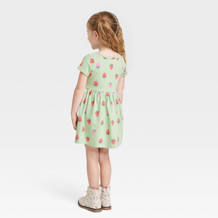 Toddler Girls' Strawberry Short Sleeve Dress - Cat & Jack™ Sage Green | Target