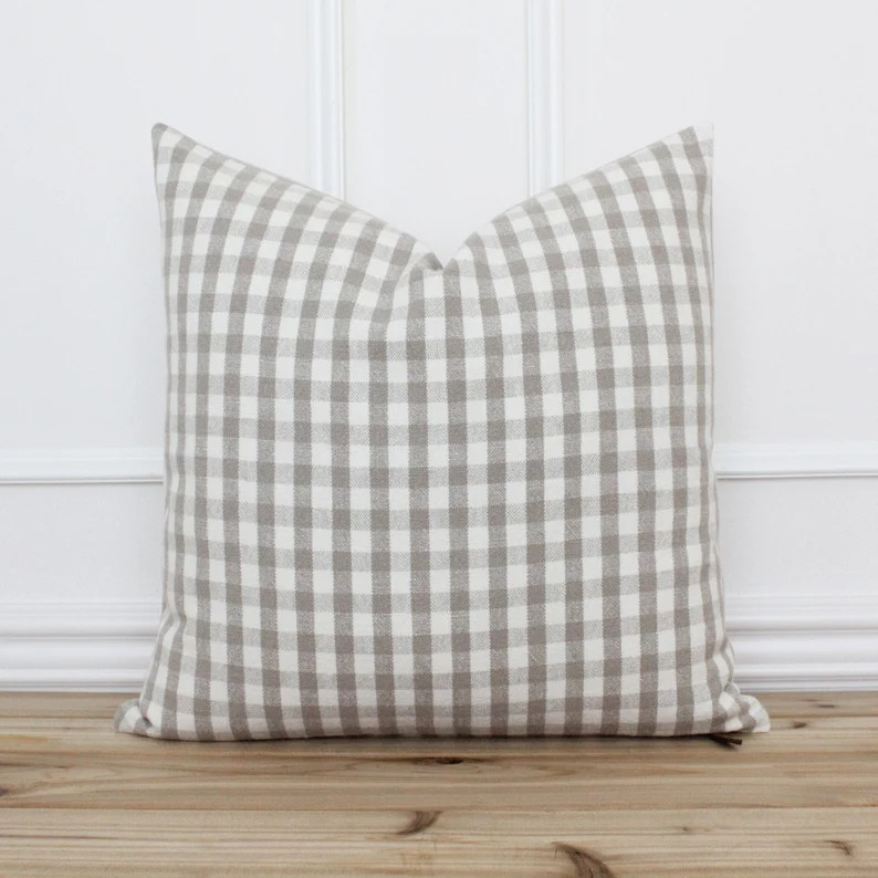 Tan Plaid Pillow Cover  Checkered Pillow  Beige Cushion | Etsy | Etsy (US)