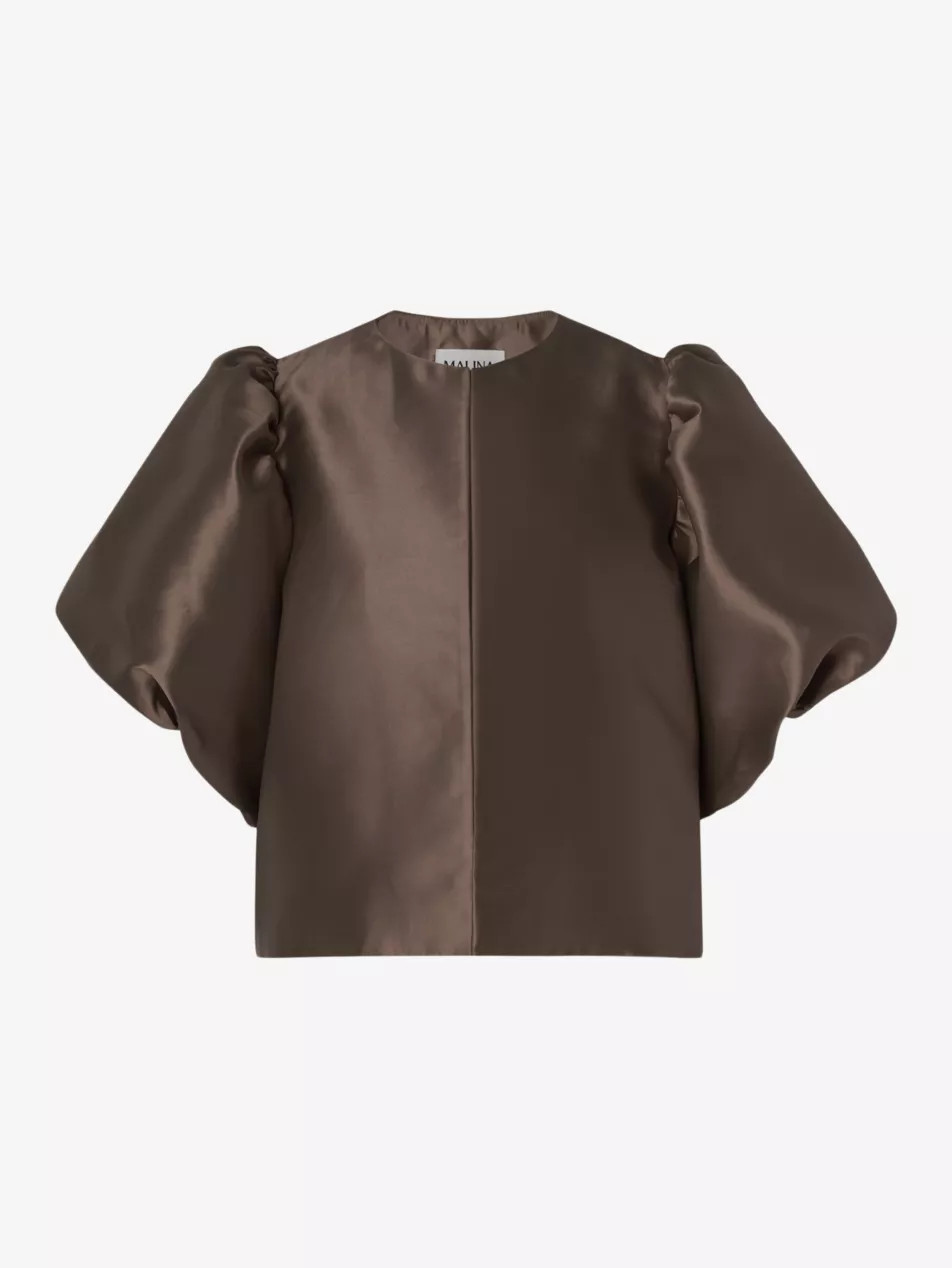 Cleo pouf-sleeve satin blouse | Selfridges