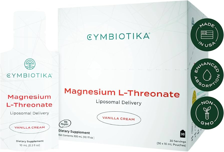 CYMBIOTIKA Liposomal Magnesium L-Threonate 1300 mg – High-Absorption Magnesium for Brain Health... | Amazon (US)