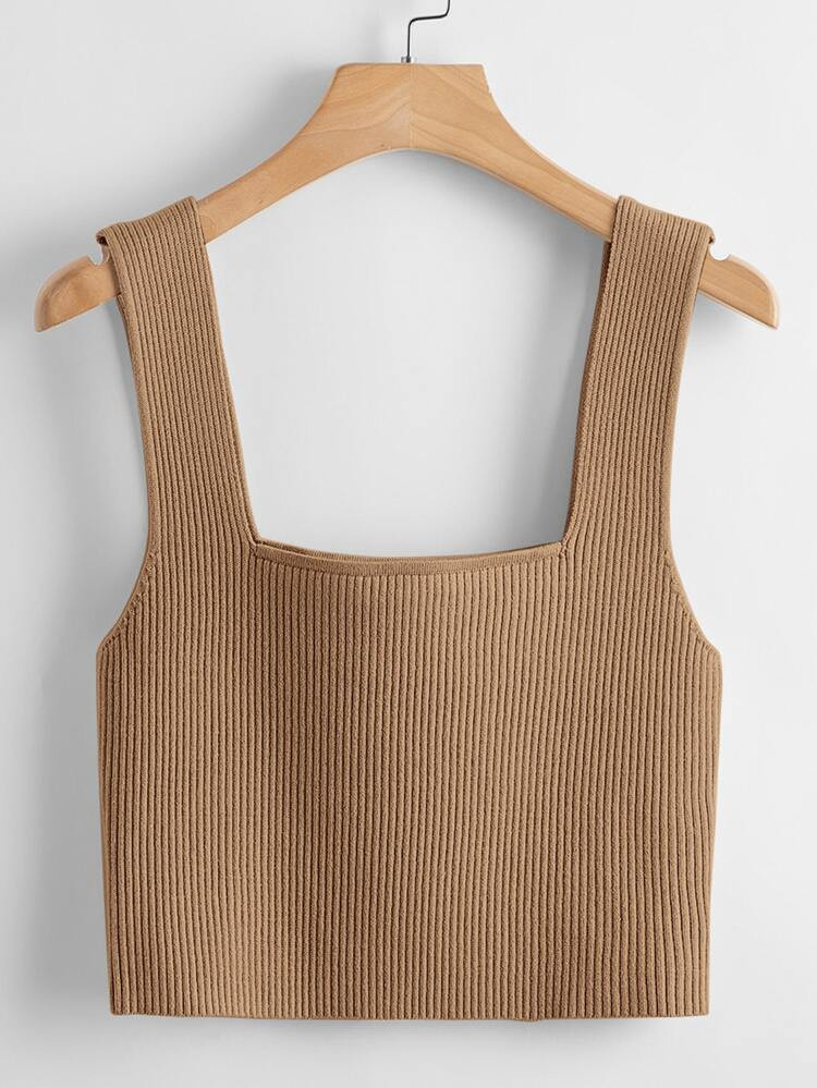 Solid Ribbed Knit Top | SHEIN