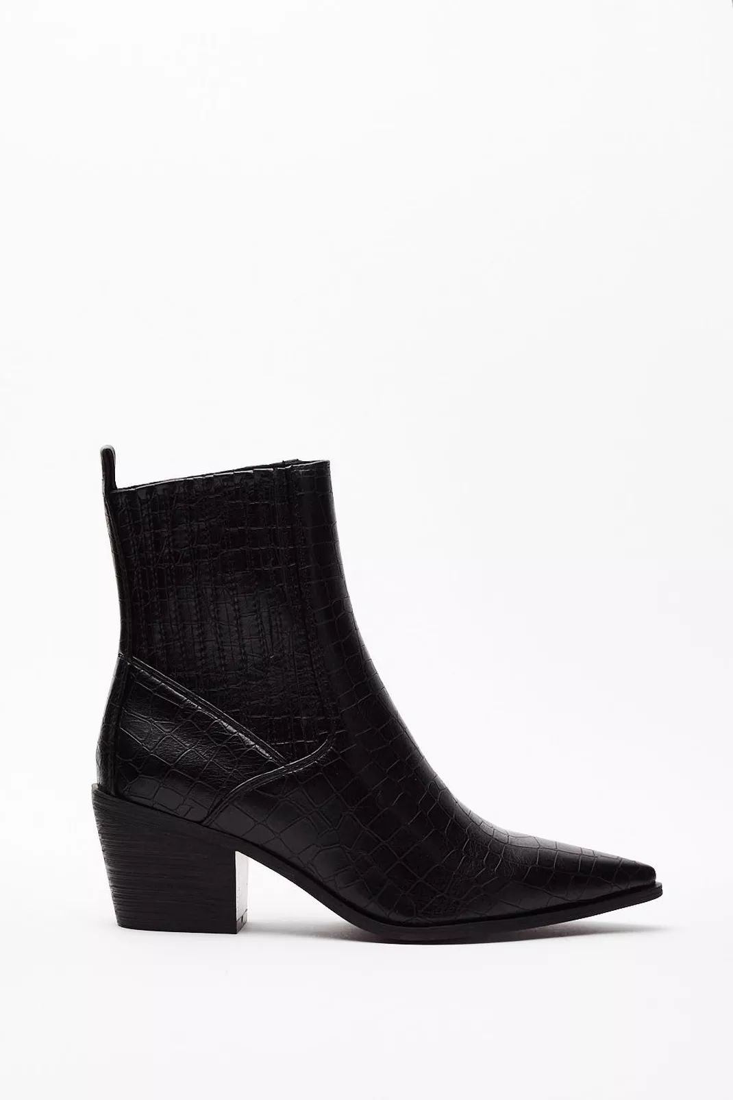 Faux Leather Croc Western Boots | NastyGal (UK, IE)
