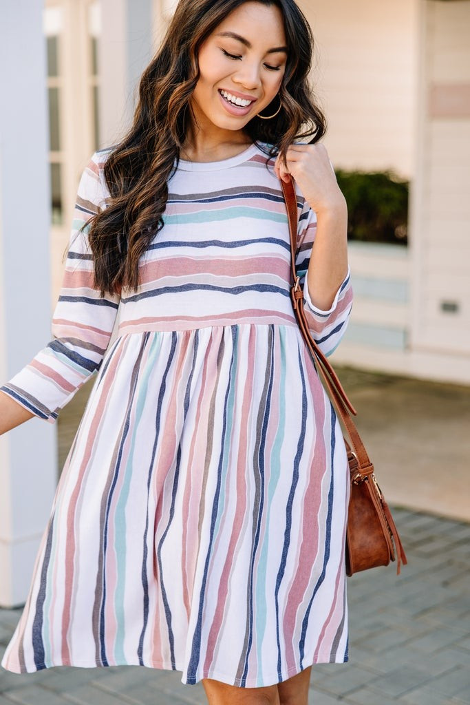 Let's Find Out Coral Orange Striped Dress | The Mint Julep Boutique