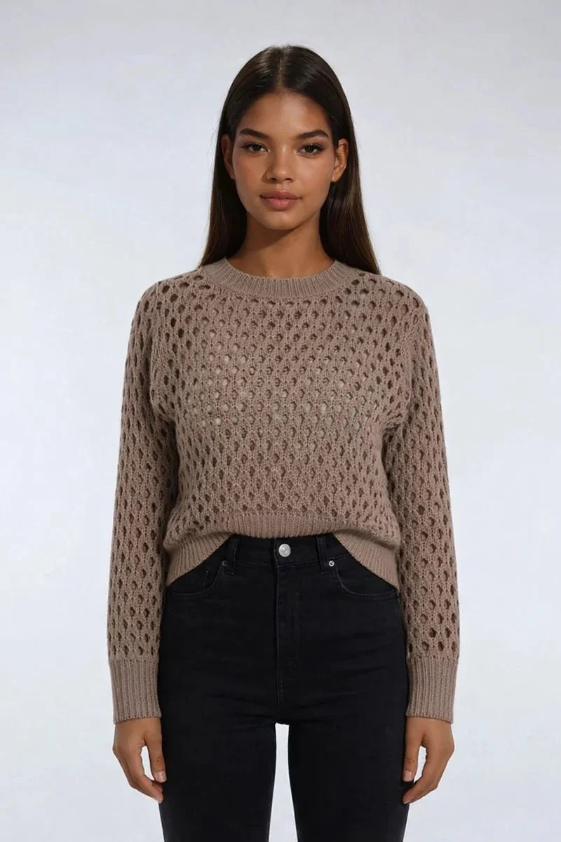 Forever 21 Open-Knit Crochet Sweater, Color-Deep Taupe, Size-Xs | Walmart (US)