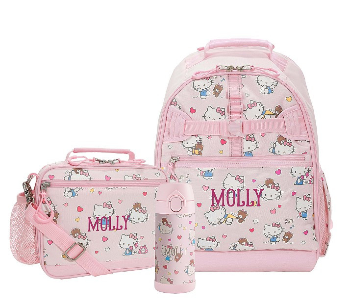 Mackenzie Hello Kitty Hearts Glow Adaptive Backpack & Lunch Bundle, Set of 3 | Pottery Barn Kids