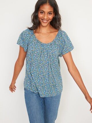 Floral-Print Short-Sleeve Swing Blouse for Women | Old Navy (US)