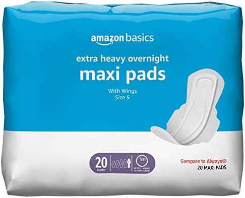 Amazon Basics Thick Maxi Pads with Flexi-Wings for Periods, Extra Heavy Overnight Absorbency, Unscen | Amazon (US)