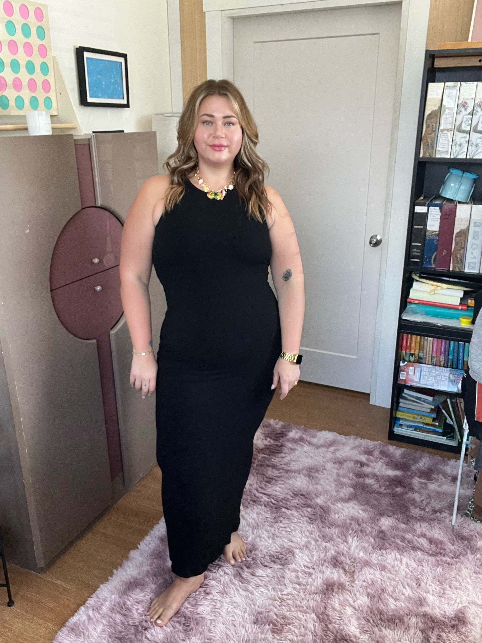 I have been a big fan of this popilush shaping dress since last year, and I just keep buying them.

The built in shapewear is so comfortable and supportive, with a gusset for easy bathroom trips.
These dresses are available on Amazon or directly from the popilush website. 

I wear a size 14 and I am in an XL in all three styles. 
This dress is the ultimate piece for when you don’t know what to wear, and although my tummy is far from flat I feel confident and cute rocking these. 
