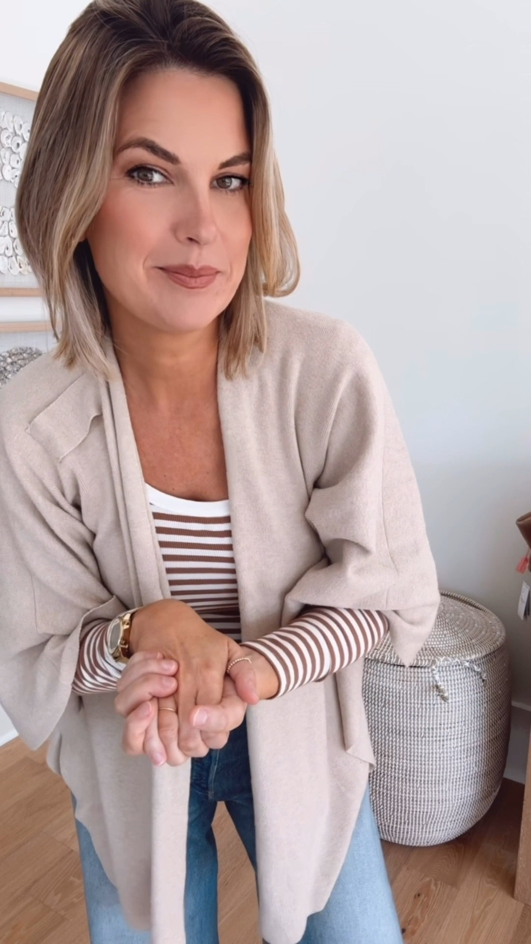 Pajamas or clothes? 
I am 5’11” wearing small top, one size wrap (blanket), 27 jeans (terry material with a 33” inseam), shoes true to size.  

#LTKootd #LTKTall #LTKOver40