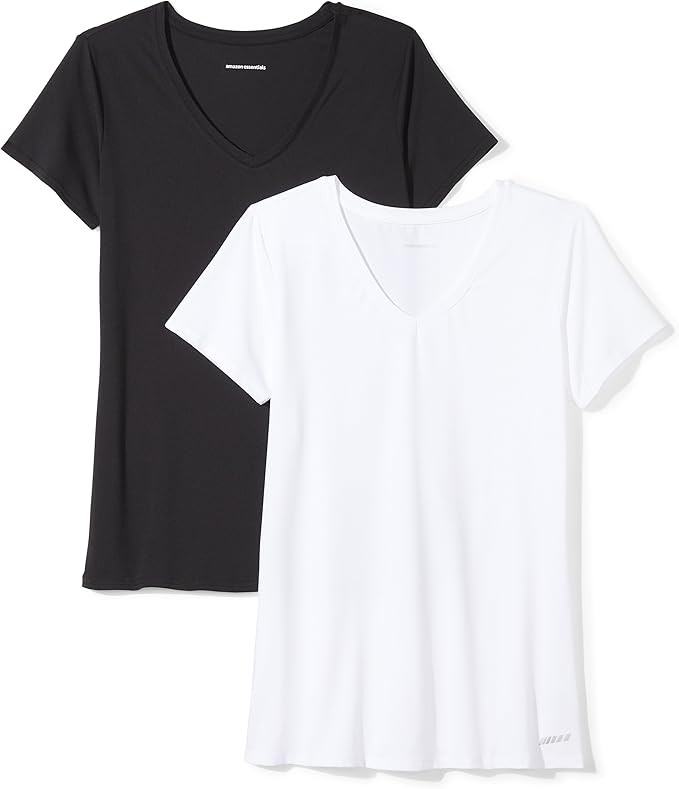 Amazon Essentials Women's 2-Pack Tech Stretch Short-Sleeve V-Neck T-Shirt | Amazon (US)