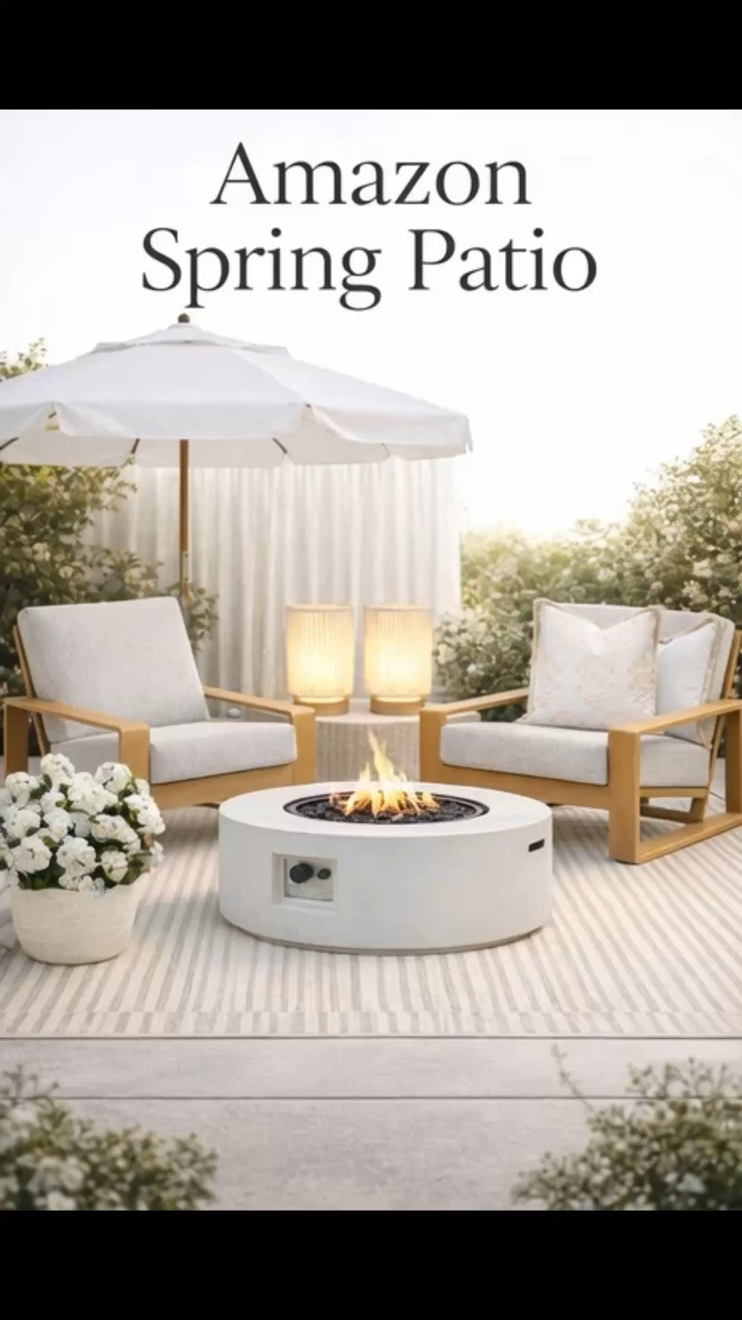 Amazon Spring Patio Refresh 🌿 Cozy Outdoor Living Space Ideas Turn your backyard into a relaxing spring retreat with this cozy Amazon patio setup ✨ Neutral lounge chairs, a modern fire pit table, soft lighting, and fresh florals create the perfect space for morning coffee or sunset hangs. Everything has that clean, luxe, resort-style look while still being comfy and family friendly. Easy upgrades that make your patio feel designer without the designer price 💛 #amazonhome #patiodecor #outdoorliving #springrefresh #backyardinspo #cozyhome #homedecorfinds #neutraldecor #firepitvibes #momlifehome #amazonfavorites