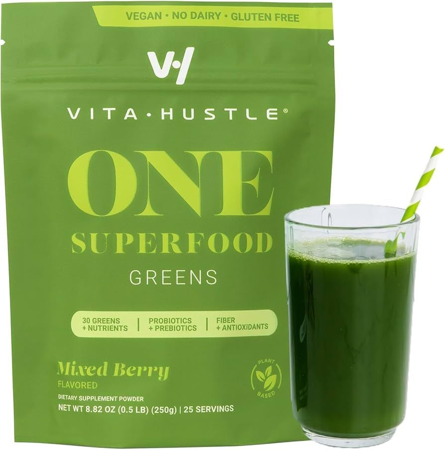 VitaHustle ONE Superfood Super Greens Powder by Kevin Hart, Smoothie Mix, Prebiotics + Probiotics... | Amazon (US)
