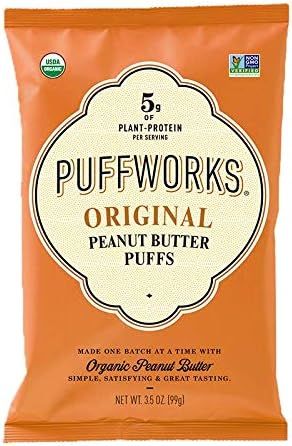 Puffworks Original Organic Peanut Butter Puffs | Organic | Gluten-Free | Vegan | Non-GMO | Kosher... | Amazon (US)