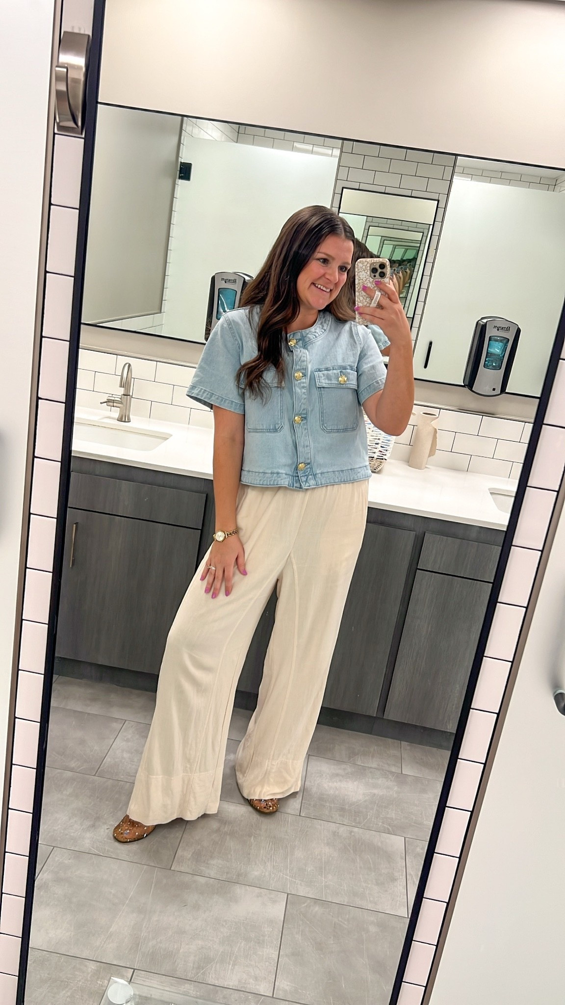 Mom friendly work outfit + post Partum approved. Corporate up top, comfy on the bottom. These pants have so much stretch, I love the elastic waist. They’re double lined too, but I do feel like you can see the pockets through them. Wearing true size M in the pants. Linked similar top since it’s sold out. 1/2 size up in jelly shoes

#LTKootd #LTKmomlife #LTKWorkwear