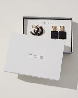 Black Hoop and Drop Earrings Set | Chico's