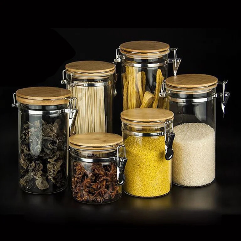 Raindrops Clip Lid Airtight Glass Food Storage Jar Bamboo Lid Transparent 1Pack for Dry Foods Hom... | Walmart (US)