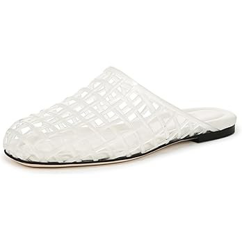 Jelly Shoes for Women Jelly Mesh Flat Sandals Closed Toe Round Toe Slides Flats Slip on Summer Sl... | Amazon (US)