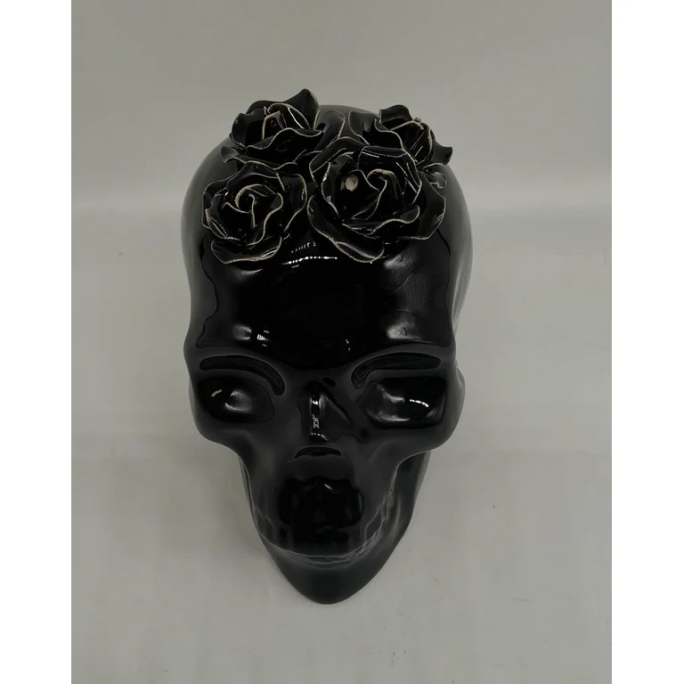 Decoración de Mesa con Calavera Floral de Cerámica, Negro, 6", Halloween de Way To Celebrate | Walmart (US)