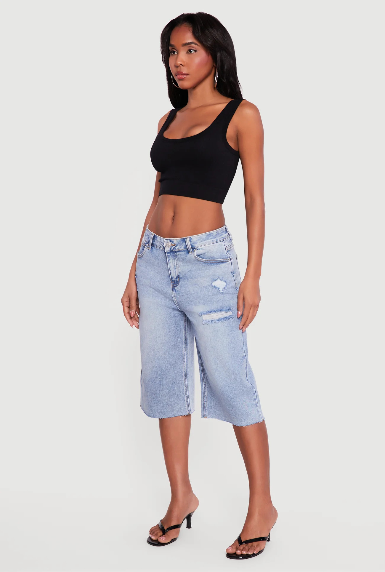 WAX Distressed Raw Hem Jorts | Rainbow Shops