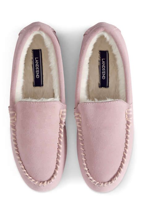 Women's Suede Leather Moccasin Slippers | Lands' End (US)