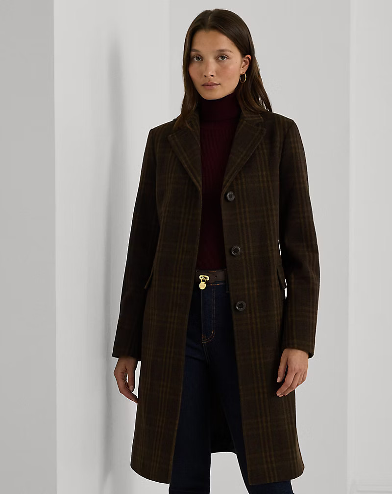 Plaid Wool-Blend Reefer Coat | Ralph Lauren (UK)