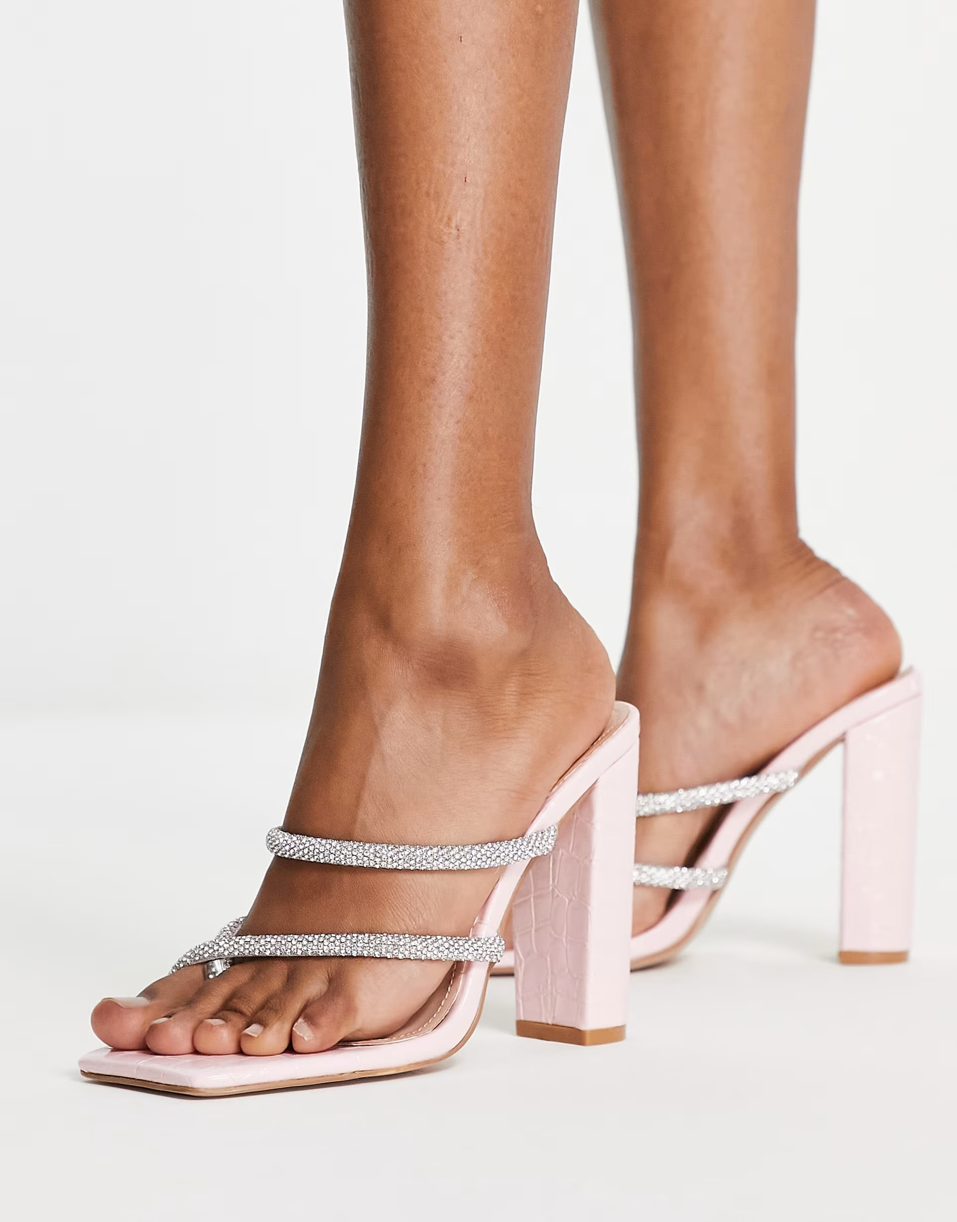 Simmi London Heera heeled mules with embellished straps in pink | ASOS (Global)