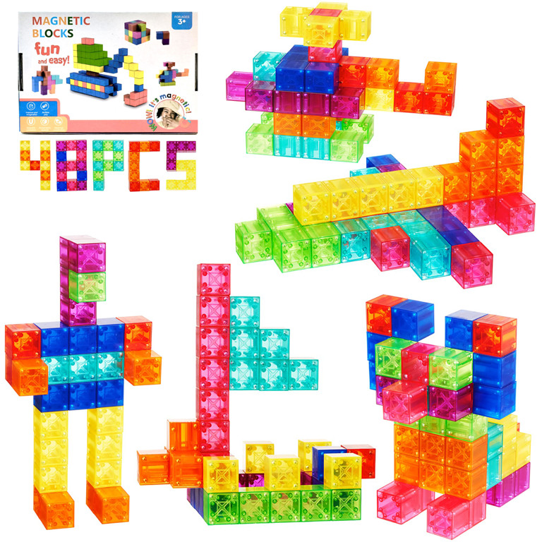 HOLARAY 48PCS Magnetic Blocks-Transparent Magnetic Cubes, Toddler Boy Toys, Sensorytoys for Kids ... | Walmart (US)