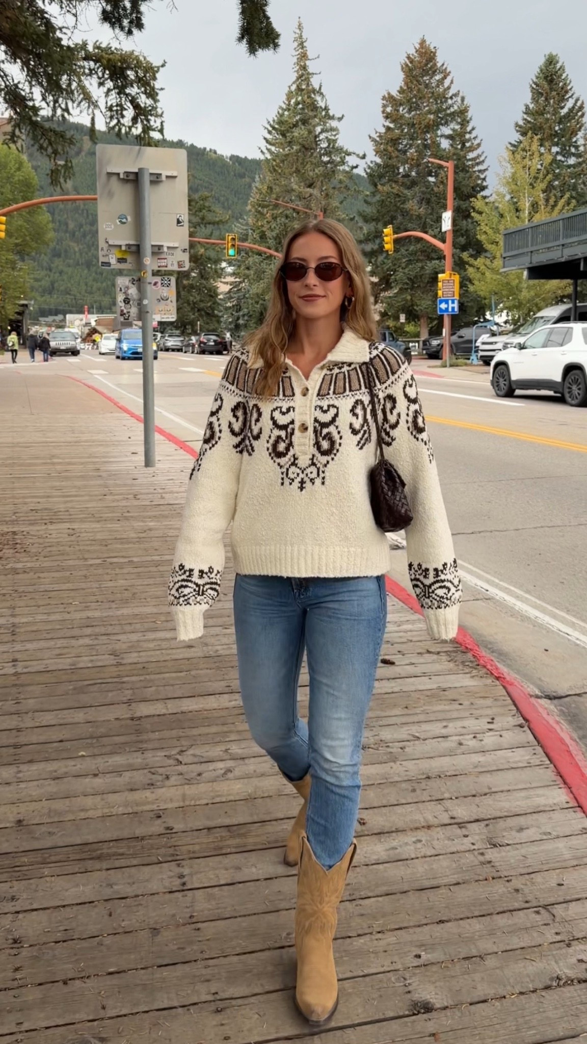9/26/26 Jackson Hole Night Out 🤠🤎

First night out in downtown Jackson Hole called for all the western fall vibes 🤠🤎 Wearing my Tecovas Sadie boots — I went half a size down from my normal size — with my Mother jeans tucked into them + this western-inspired Anthropologie sweater.

My bag is an older Loeffler Randall find + sunglasses are from Amazon. Linking everything I can from the look here! 🏔️🍂

#LTKootd #LTKSeasonal #LTKTravel