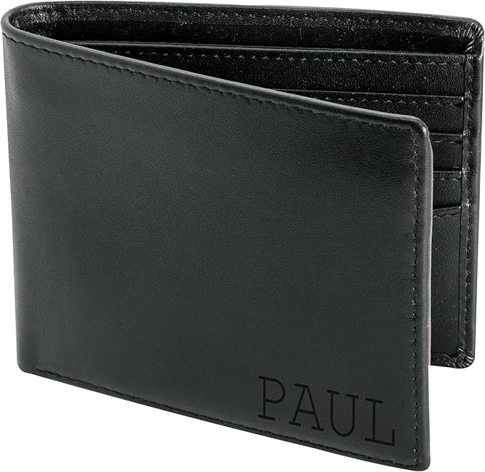 STAY FINE Personalized Wallet for Men, Custom Engraved Leather RFID Blocking Bifold, 2 ID Windows... | Amazon (US)