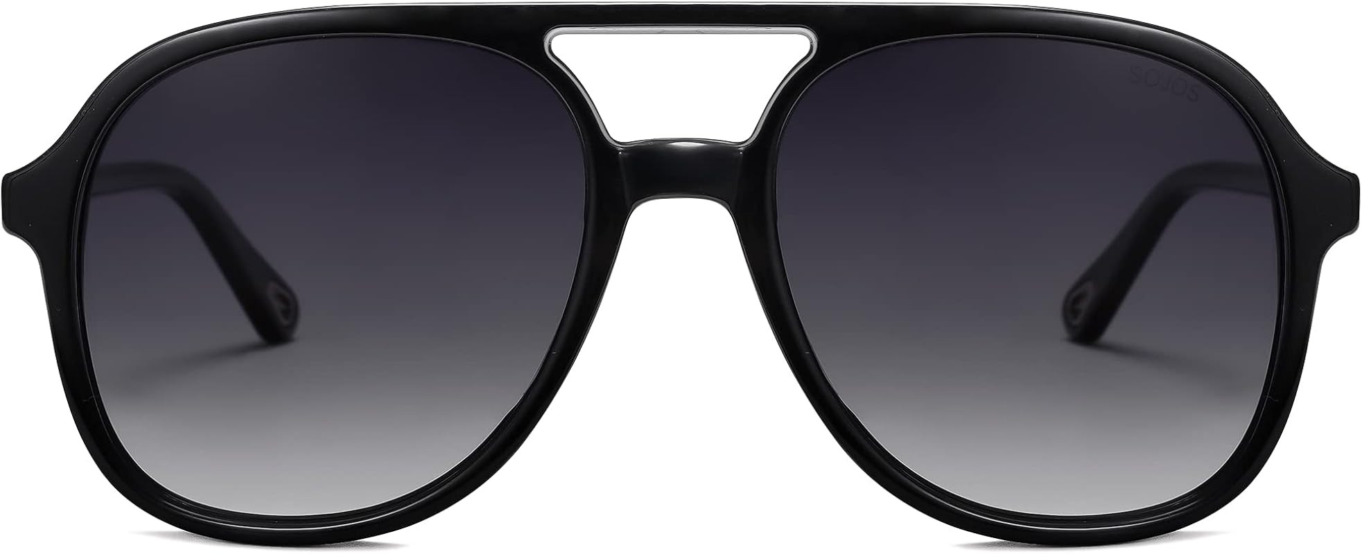 SOJOS Retro Square Polarized Aviator Sunglasses Womens Mens 70s Vintage Double Bridge Sun Glasses | Amazon (US)