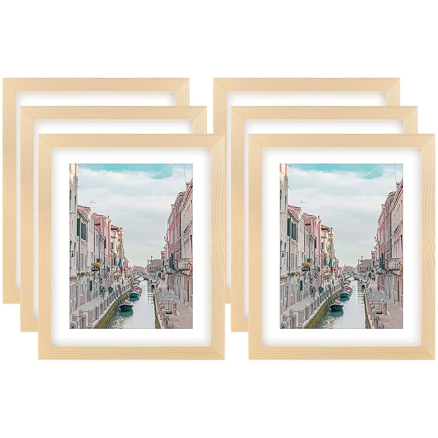 8x10 Grain Picture Frames Nature Solid Wood 6 Pack for Wall Mounting and Tabletop Display | Amazon (US)