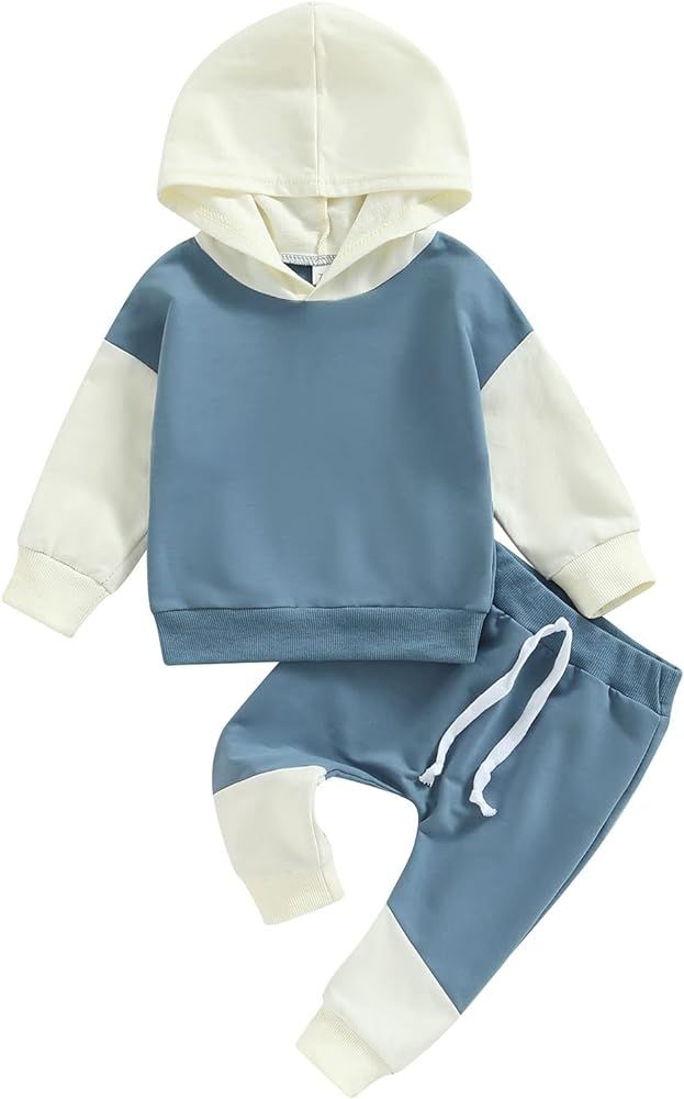 Toddler Baby Boy Girl Fall Winter Clothes Checkerboard Plaid Hoodie Sweatshirt Tops Elastic Waist Pa | Amazon (US)