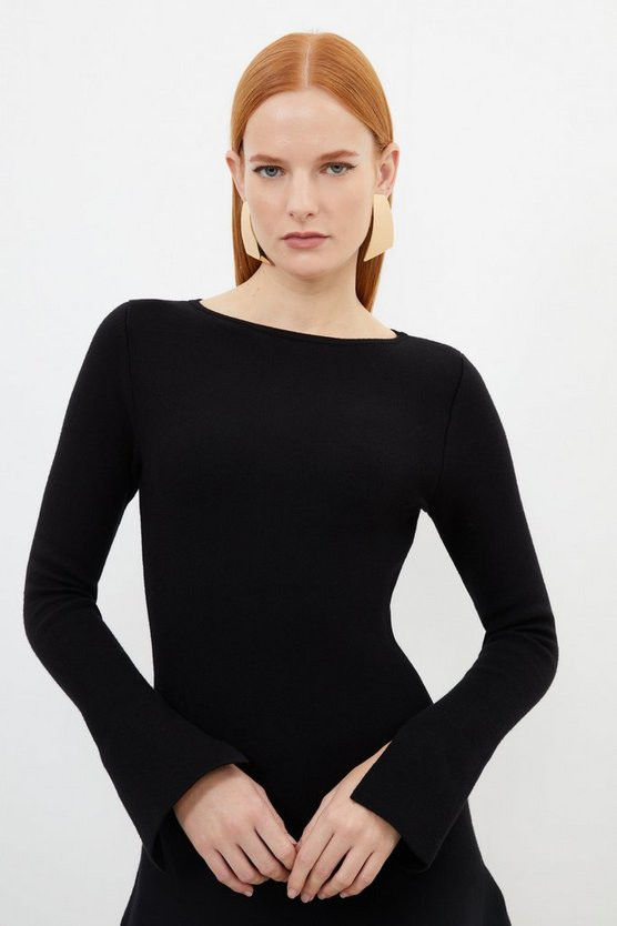 Compact Wool Look Knit Flippy Mini Dress | Karen Millen UK + IE + DE + NL