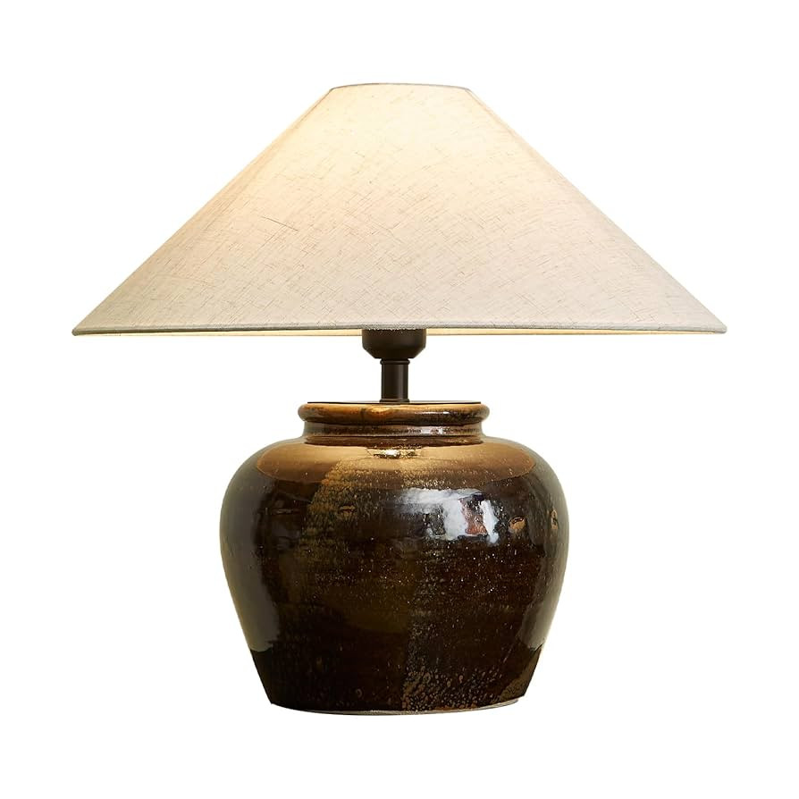 SOMINA Ceramic Fabric Table Lamp Modern Minimalist Bedside Night Light with E27 Base Warm Glow fo... | Amazon (US)