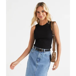 AUSTRALIAN COTTON FITTED RIB TANK | Sportsgirl