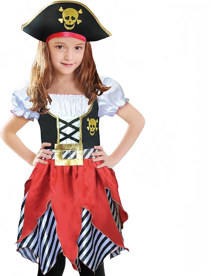 Lingway Toys Girls Deluxe Pirate Costume,Buccaneer Princess Dress for Kids | Amazon (US)