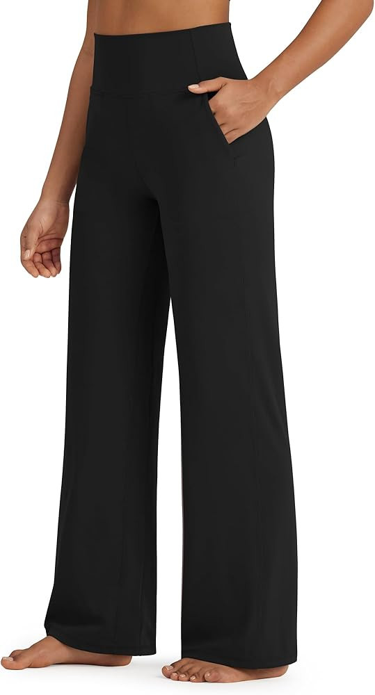 G4Free BareFeel High Stretch Yoga Pants Women Soft High Waisted Casual Wide Leg Pants with Pocket... | Amazon (US)