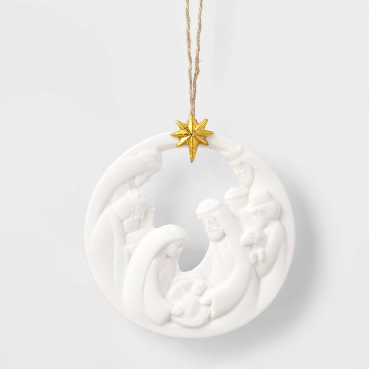 Ceramic Nativity Christmas Tree Ornament White/Gold - Wondershop™ | Target