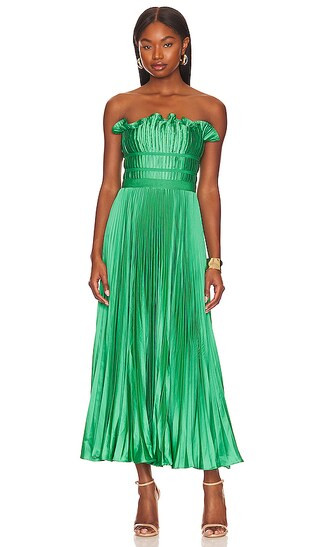 AMUR Giada Pleated Dress in Green. - size 10 (also in 12, 8) | Revolve Clothing (Global)